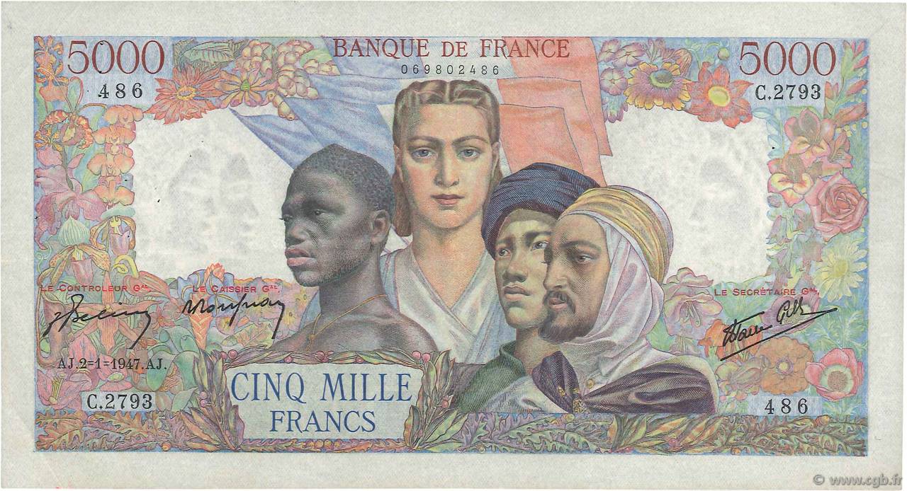 5000 Francs EMPIRE FRANÇAIS FRANCE  1947 F.47.57 TTB