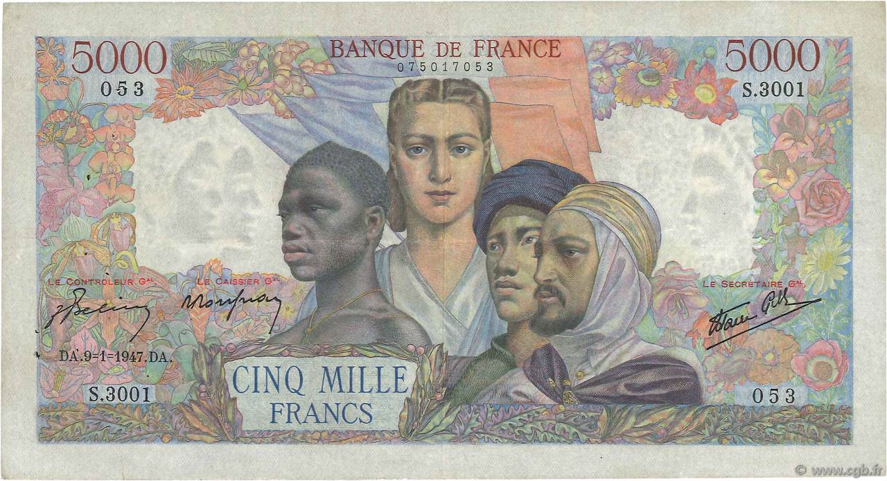 5000 Francs EMPIRE FRANÇAIS FRANCIA  1947 F.47.58 BB