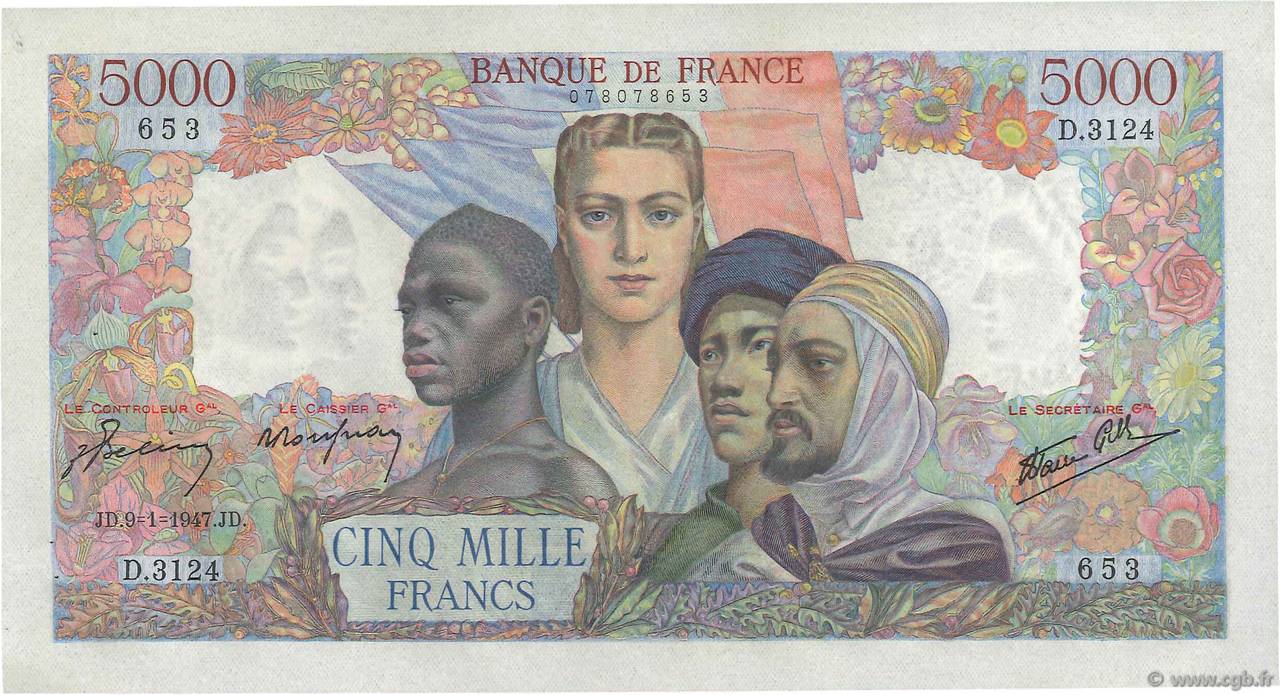 5000 Francs EMPIRE FRANÇAIS FRANKREICH  1947 F.47.58 VZ+