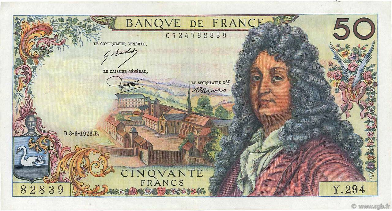 50 Francs RACINE FRANCIA  1976 F.64.33 EBC