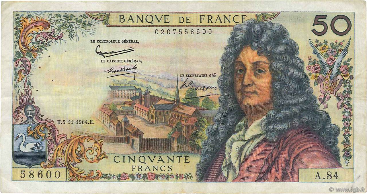 50 Francs RACINE FRANCIA  1964 F.64.07 q.BB