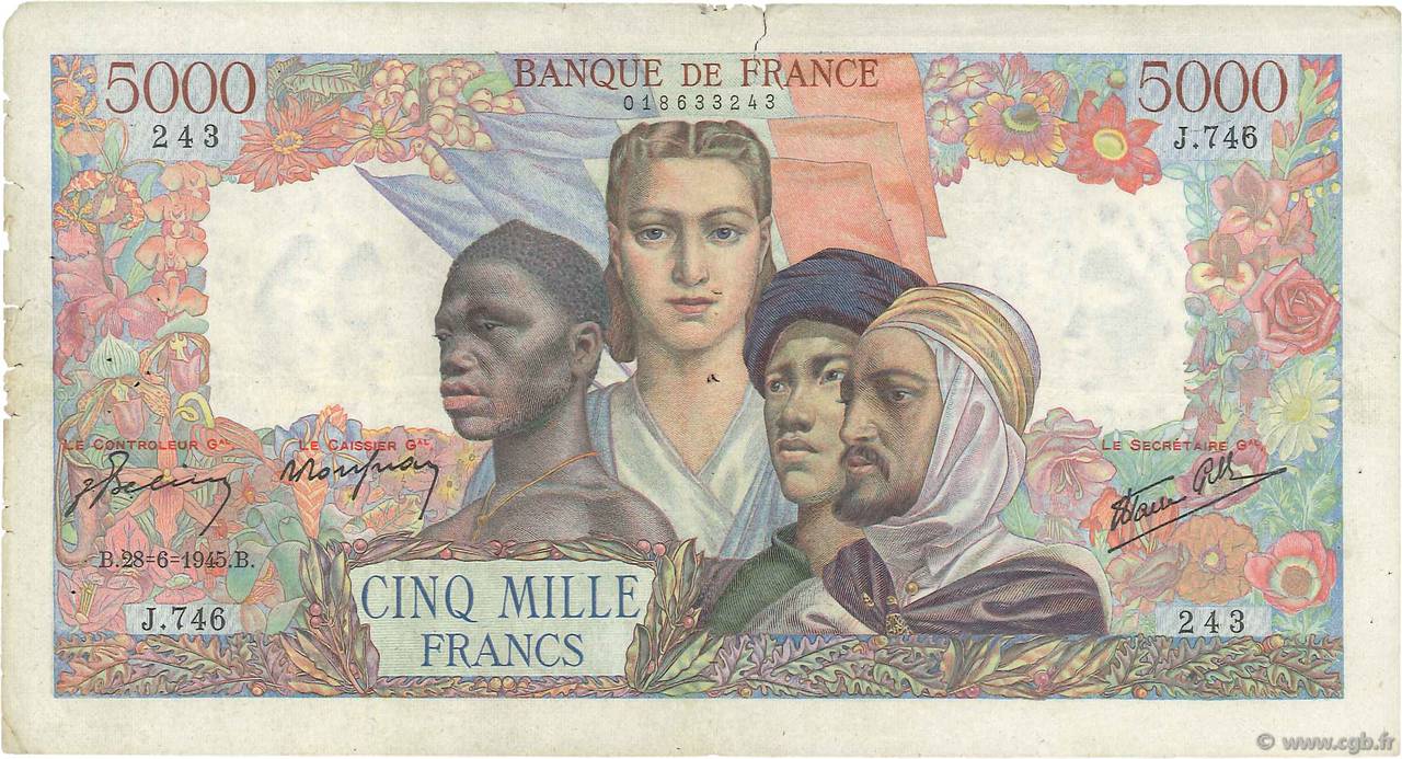 5000 Francs EMPIRE FRANÇAIS FRANCIA  1945 F.47.32 BC