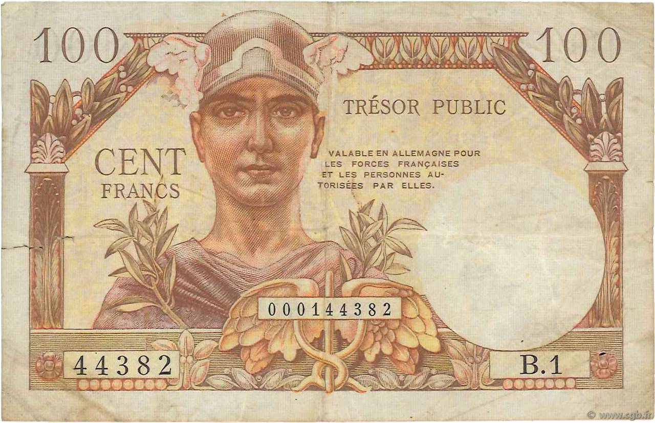 100 Francs TRÉSOR FRANÇAIS FRANCIA  1947 VF.32.01 BC