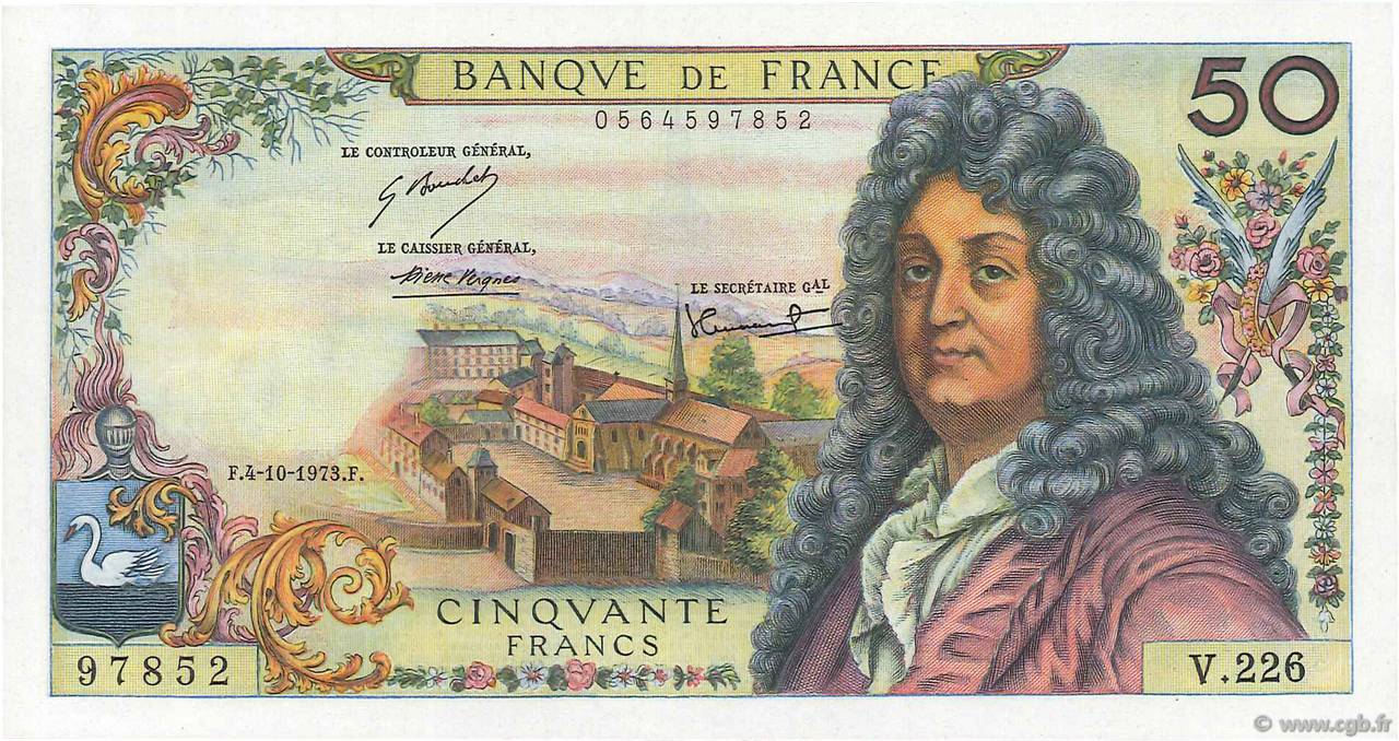 50 Francs RACINE FRANCIA  1973 F.64.24 SPL+