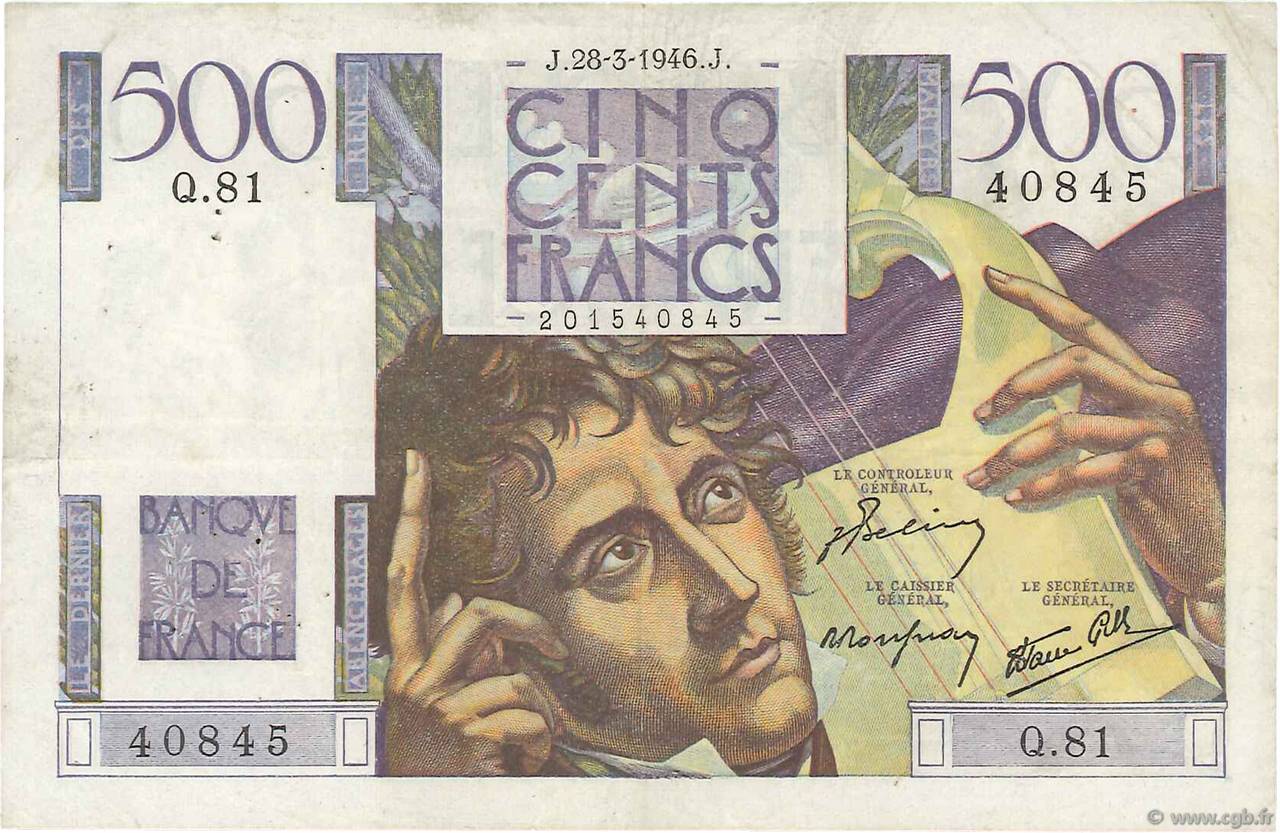 500 Francs CHATEAUBRIAND FRANKREICH  1946 F.34.05 fSS