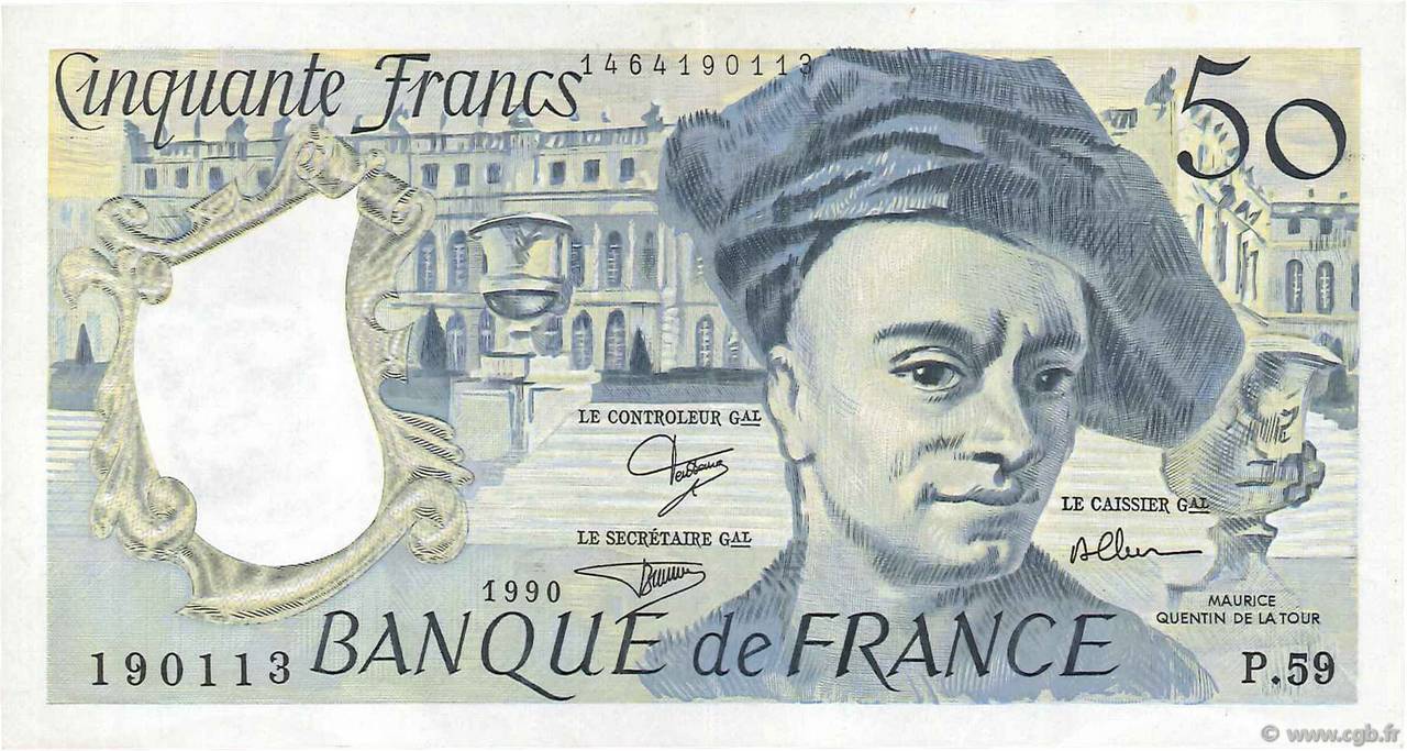 50 Francs QUENTIN DE LA TOUR FRANKREICH  1990 F.67.16 fVZ