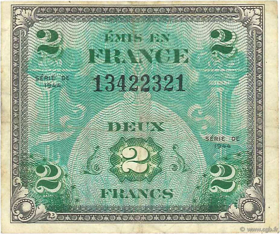 2 Francs DRAPEAU FRANCIA  1944 VF.16.01 BC+