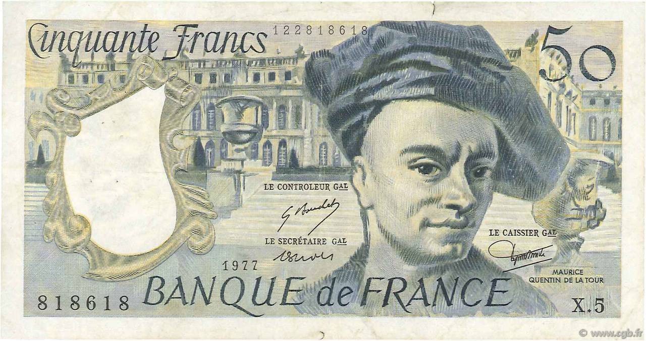 50 Francs QUENTIN DE LA TOUR FRANKREICH  1977 F.67.02 fSS