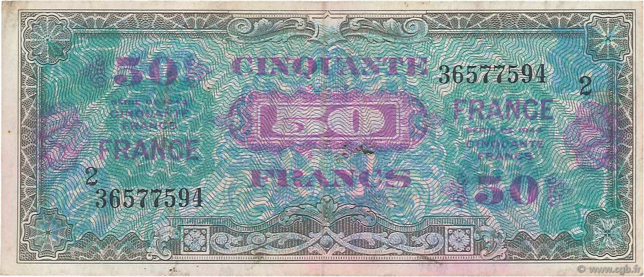 50 Francs FRANCE FRANKREICH  1945 VF.24.02 S