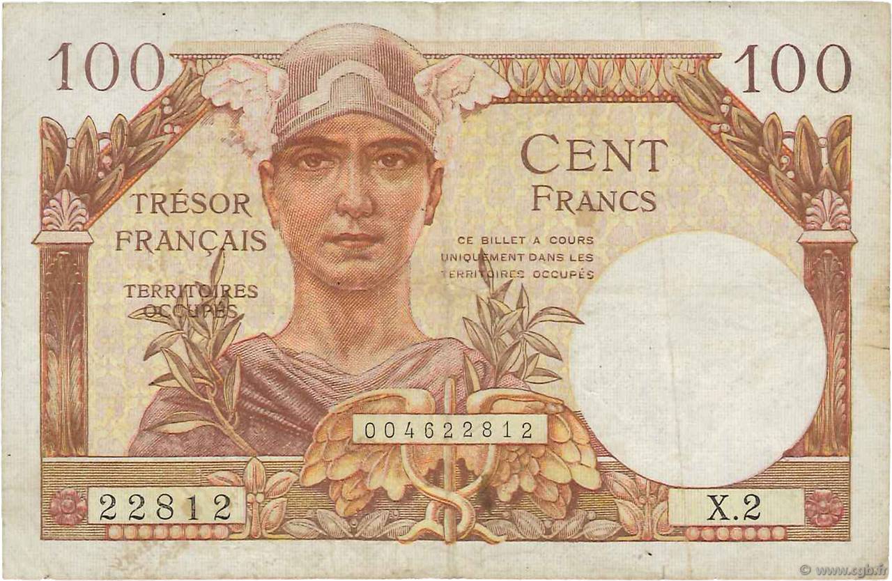 100 Francs TRÉSOR FRANÇAIS FRANCIA  1947 VF.32.02 MB