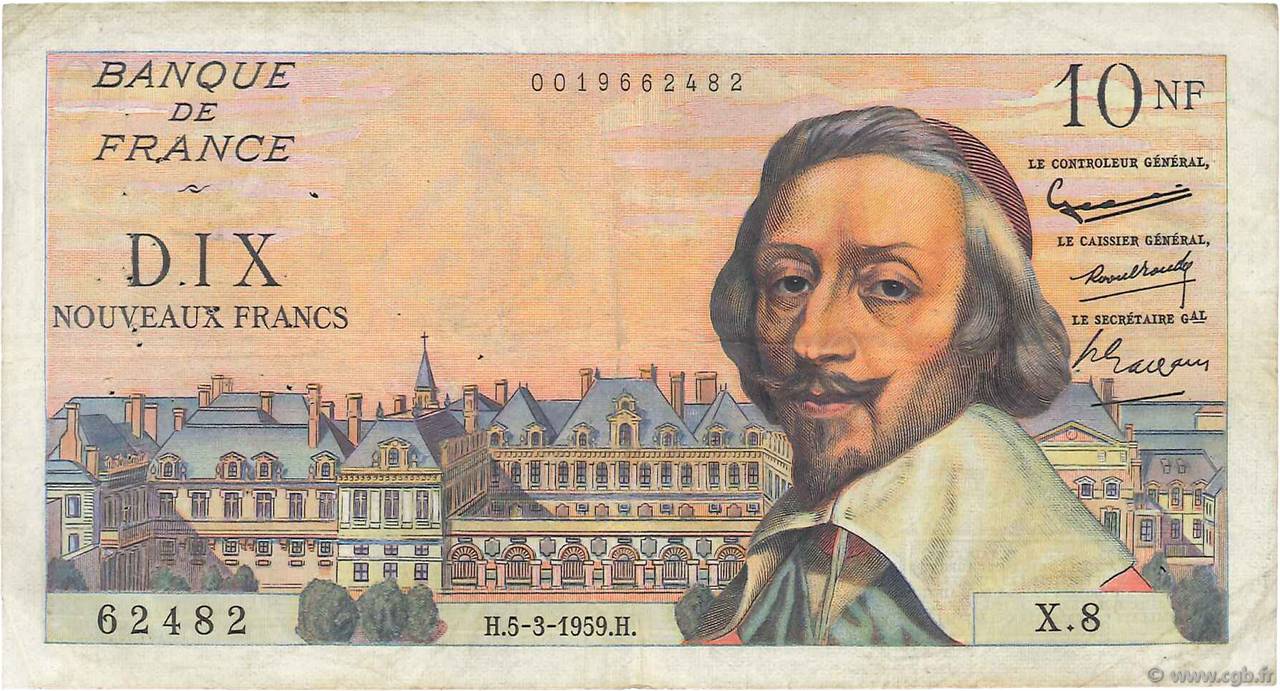 10 Nouveaux Francs RICHELIEU FRANKREICH  1959 F.57.01 S