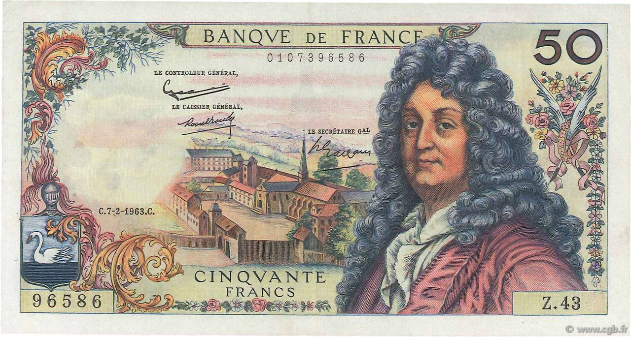 50 Francs RACINE FRANCIA  1963 F.64.04 BB