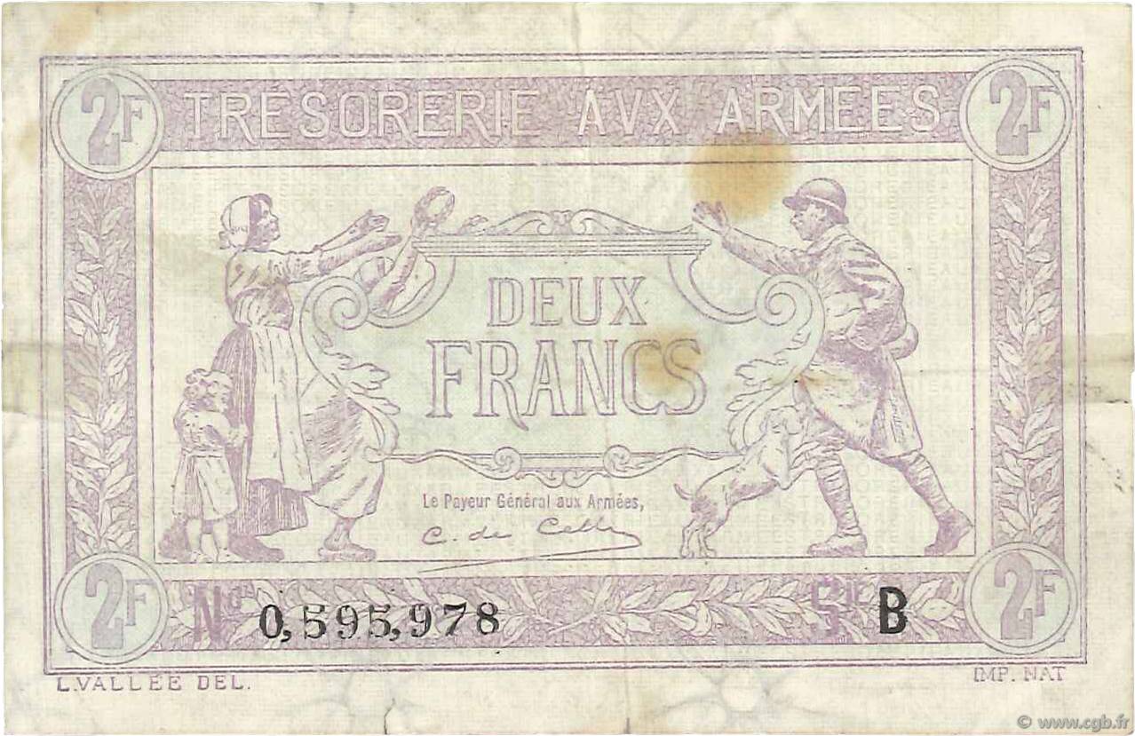 2 Francs TRÉSORERIE AUX ARMÉES FRANCIA  1917 VF.05.02 MB