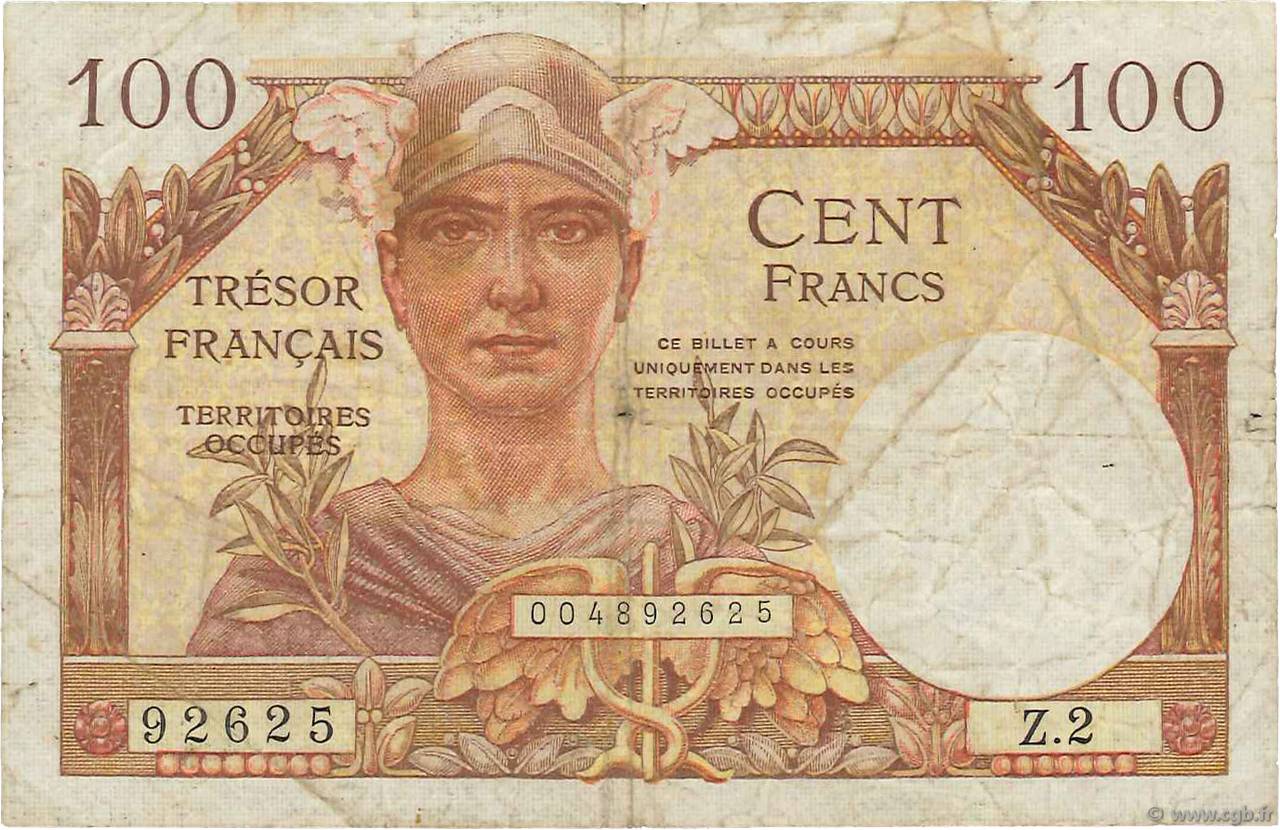 100 Francs TRÉSOR FRANÇAIS FRANCIA  1947 VF.32.02 q.MB