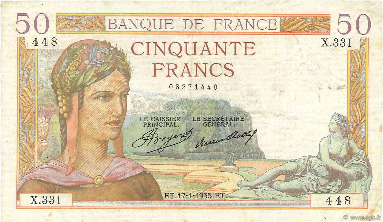 50 Francs CÉRÈS FRANCIA  1935 F.17.03 BC