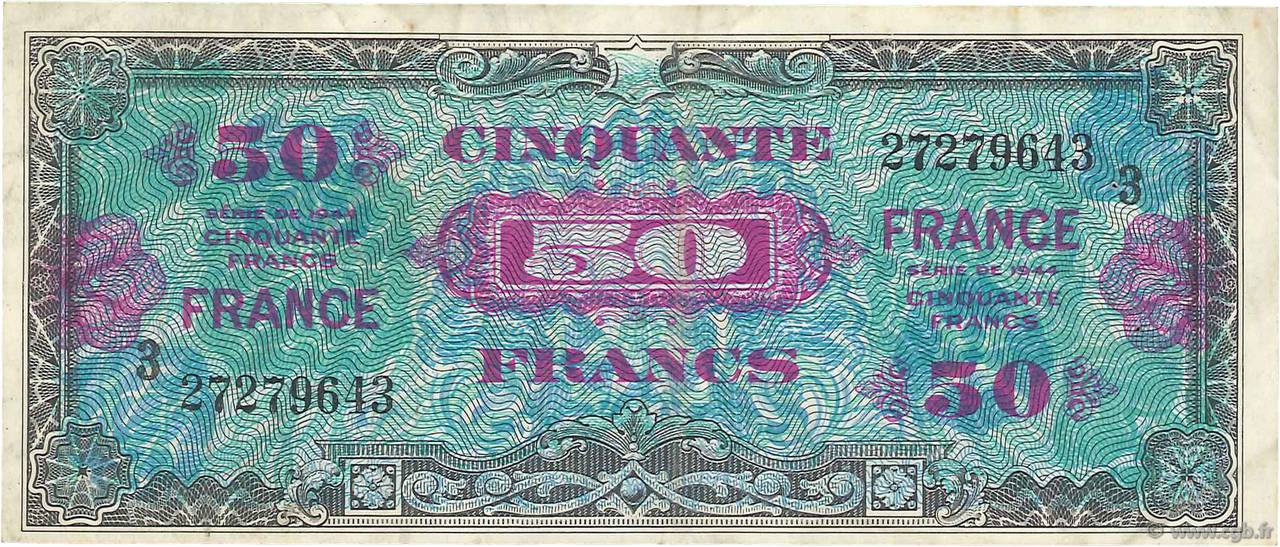 50 Francs FRANCE FRANCIA  1945 VF.24.03 BC+