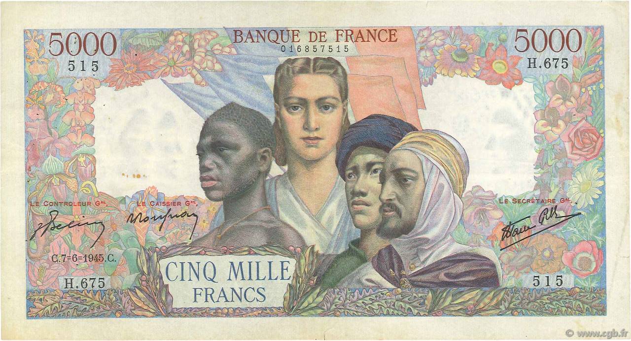 5000 Francs EMPIRE FRANÇAIS FRANCIA  1945 F.47.29 BC