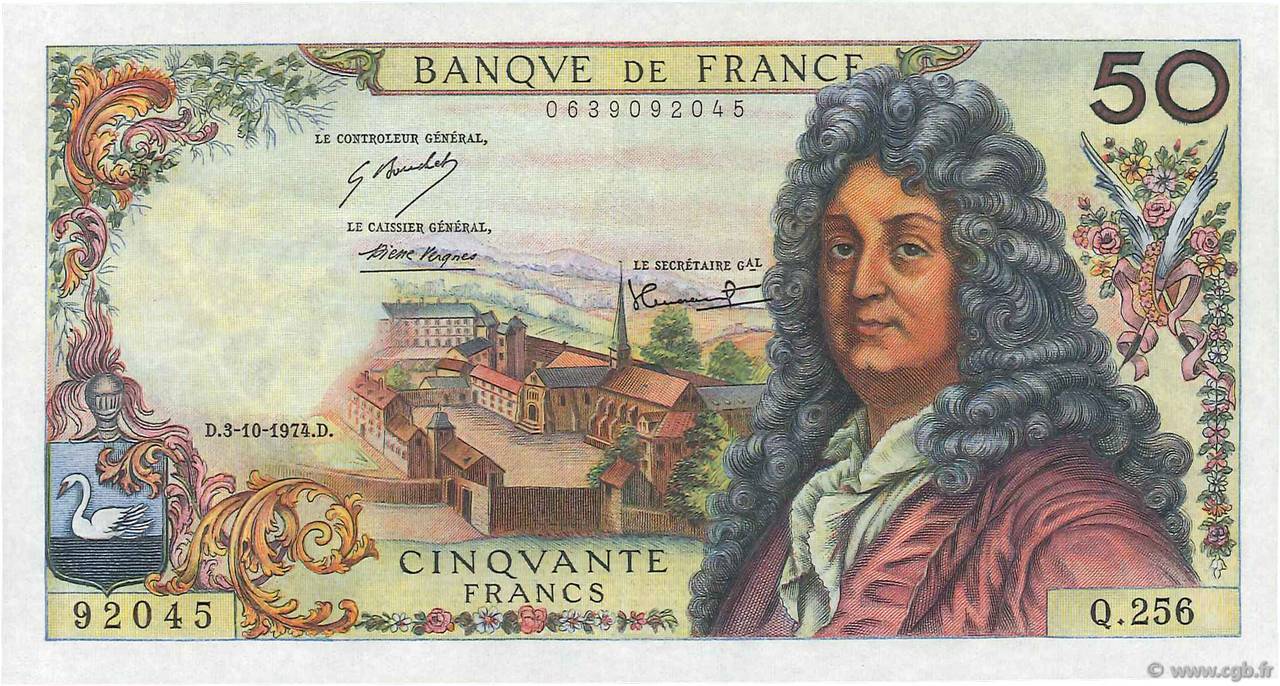 50 Francs RACINE FRANCIA  1974 F.64.28 q.AU