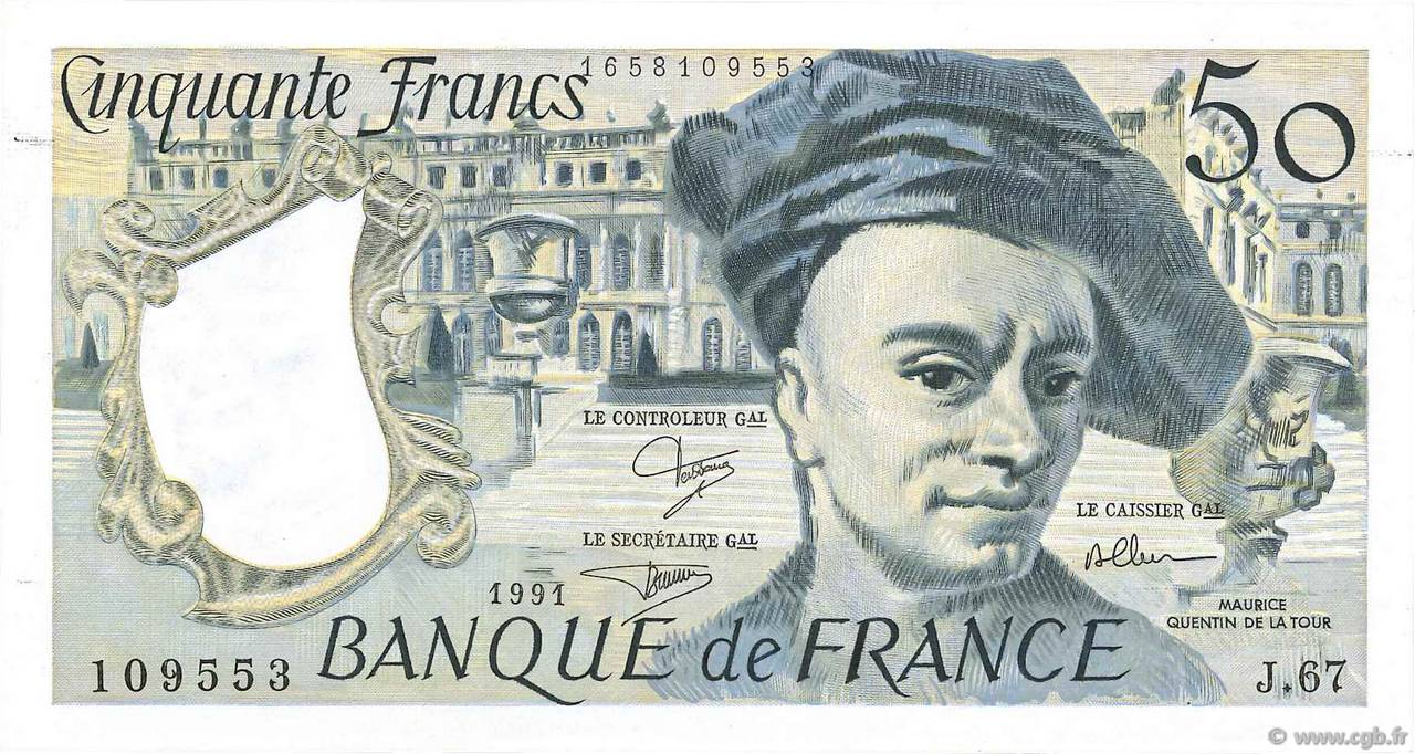 50 Francs QUENTIN DE LA TOUR FRANCIA  1991 F.67.17 SC