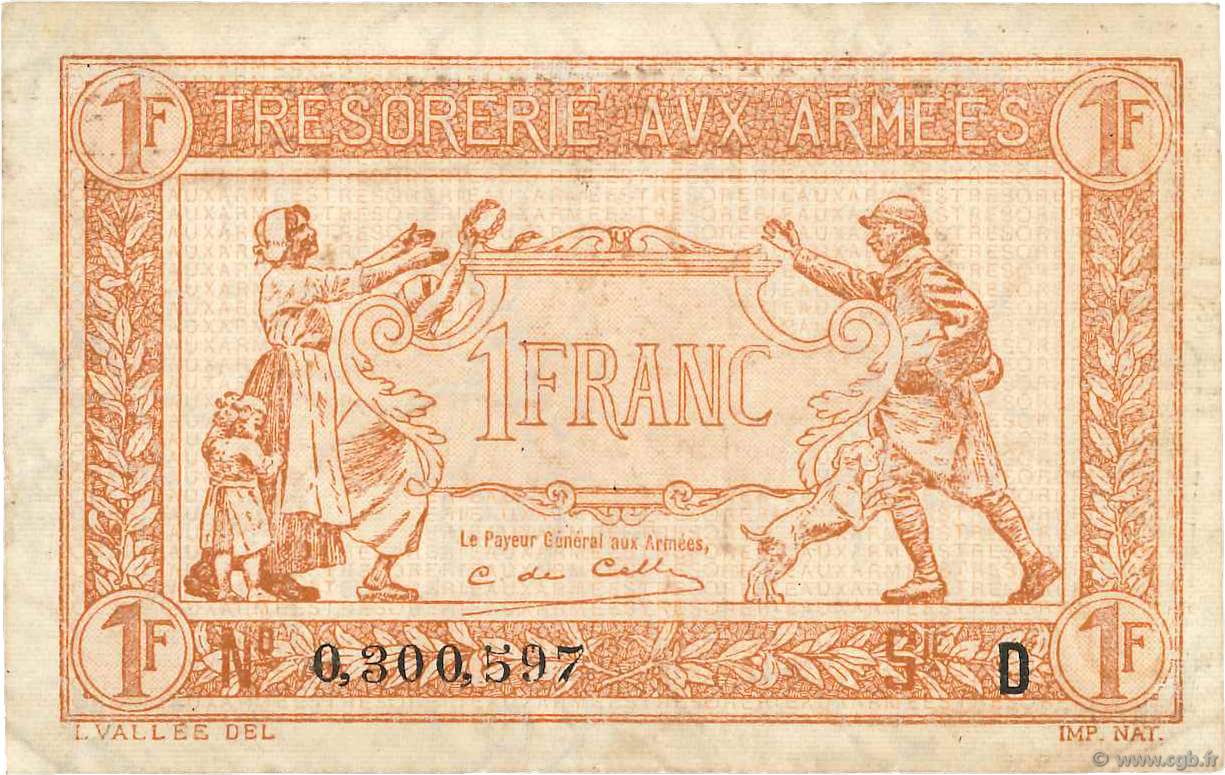1 Franc TRÉSORERIE AUX ARMÉES 1917 FRANCIA  1917 VF.03.04 q.BB