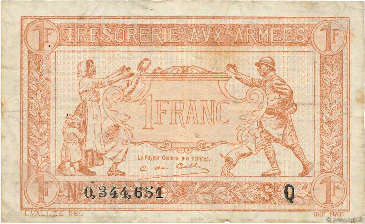 1 Franc TRÉSORERIE AUX ARMÉES 1919 FRANCIA  1919 VF.04.04 BC