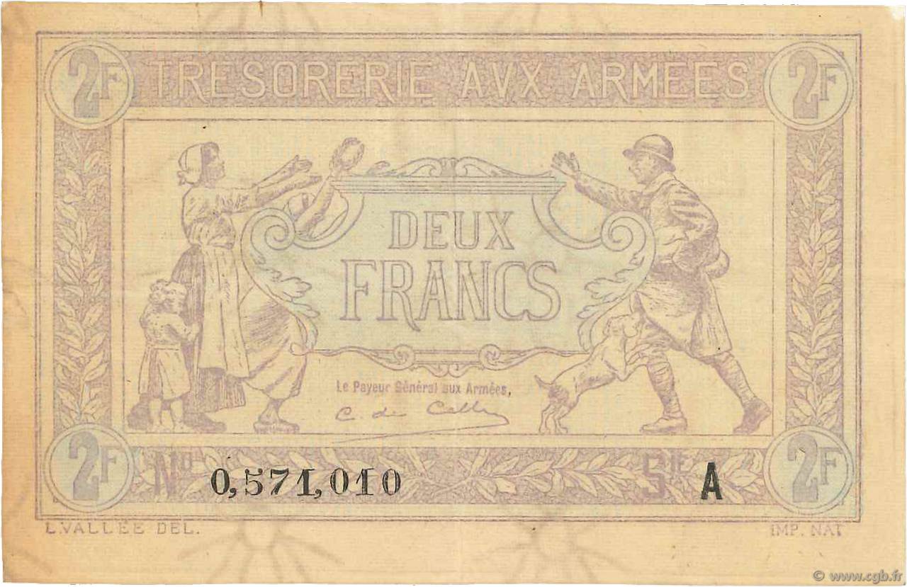2 Francs TRÉSORERIE AUX ARMÉES FRANCIA  1917 VF.05.01 MBC