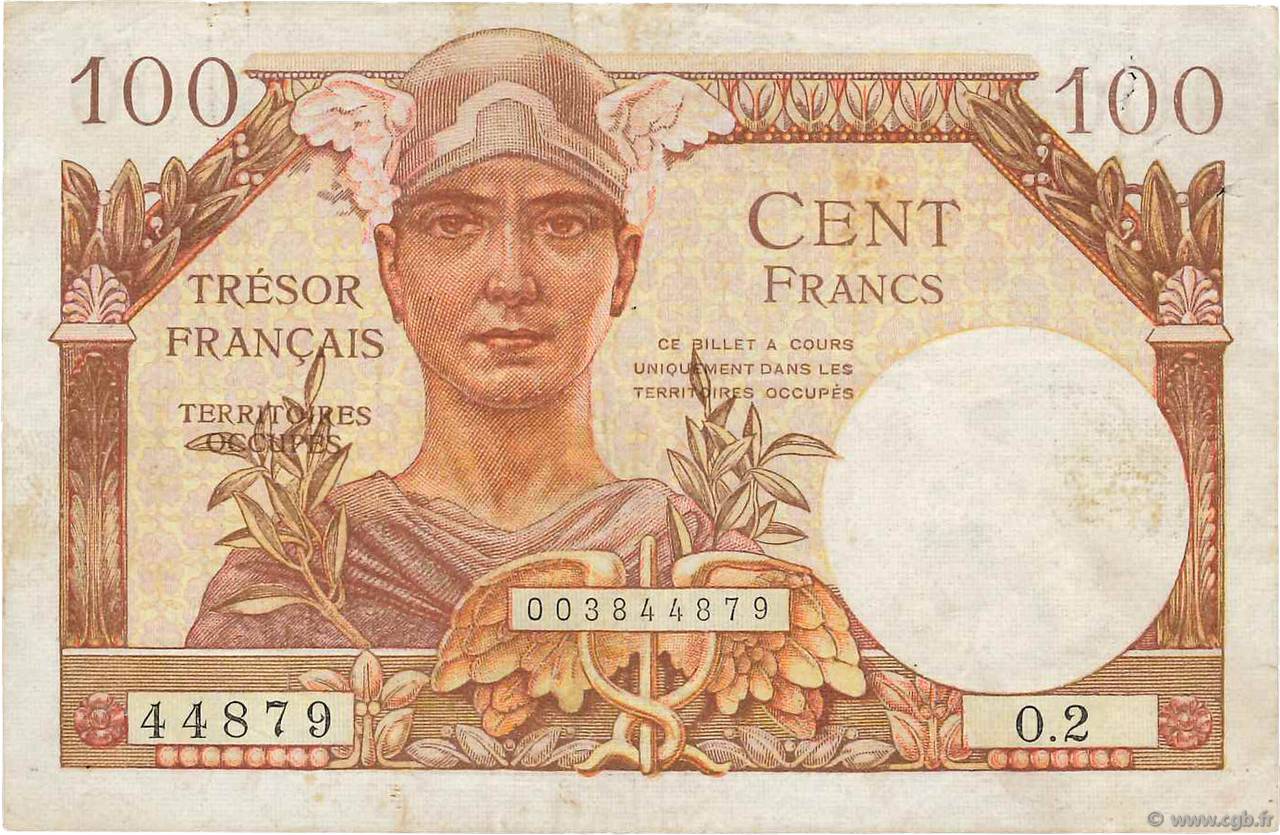 100 Francs TRÉSOR FRANÇAIS FRANCIA  1947 VF.32.02 BC+