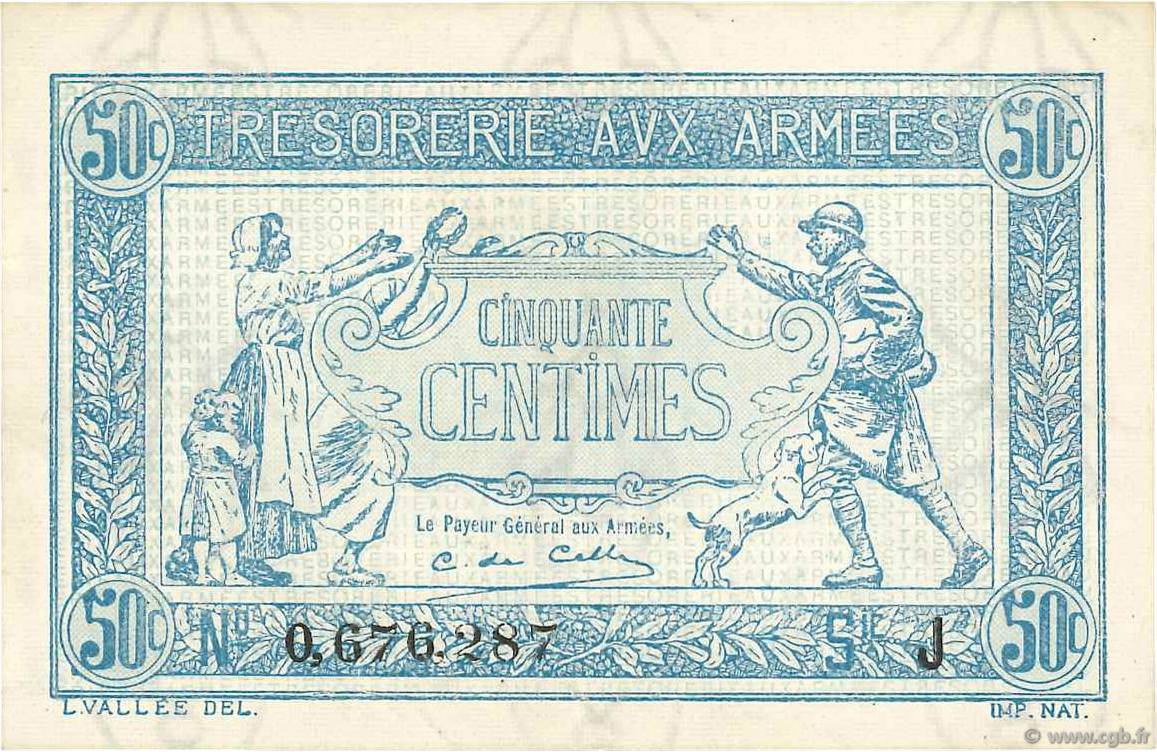 50 Centimes TRÉSORERIE AUX ARMÉES 1917 FRANCIA  1917 VF.01.10 EBC+