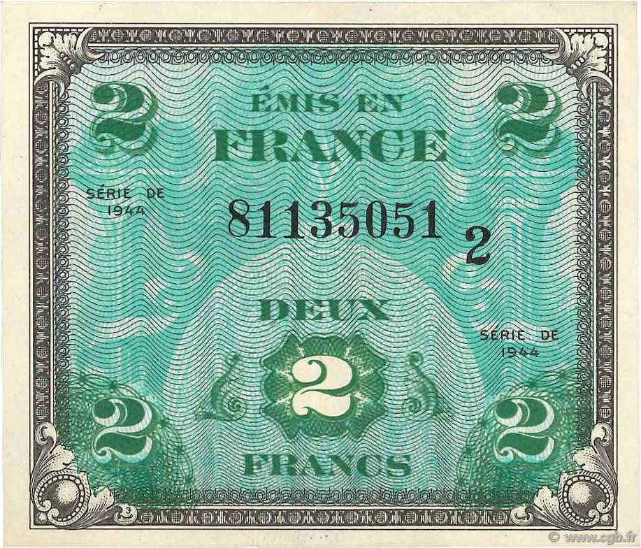 2 Francs DRAPEAU FRANKREICH  1944 VF.16.02 VZ+