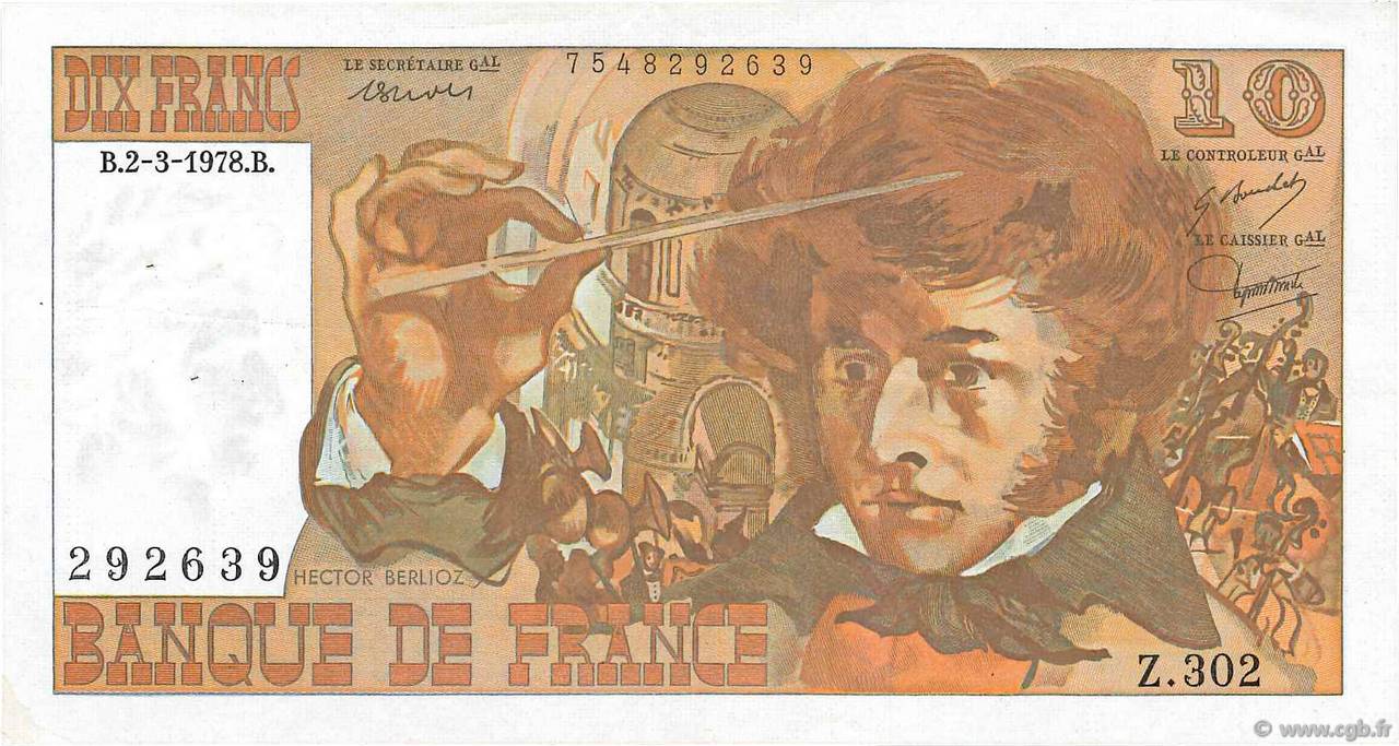 10 Francs BERLIOZ FRANCIA  1978 F.63.23 MBC+