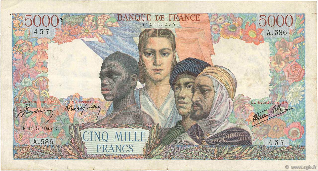 5000 Francs EMPIRE FRANçAIS FRANCIA  1945 F.47.25 BC