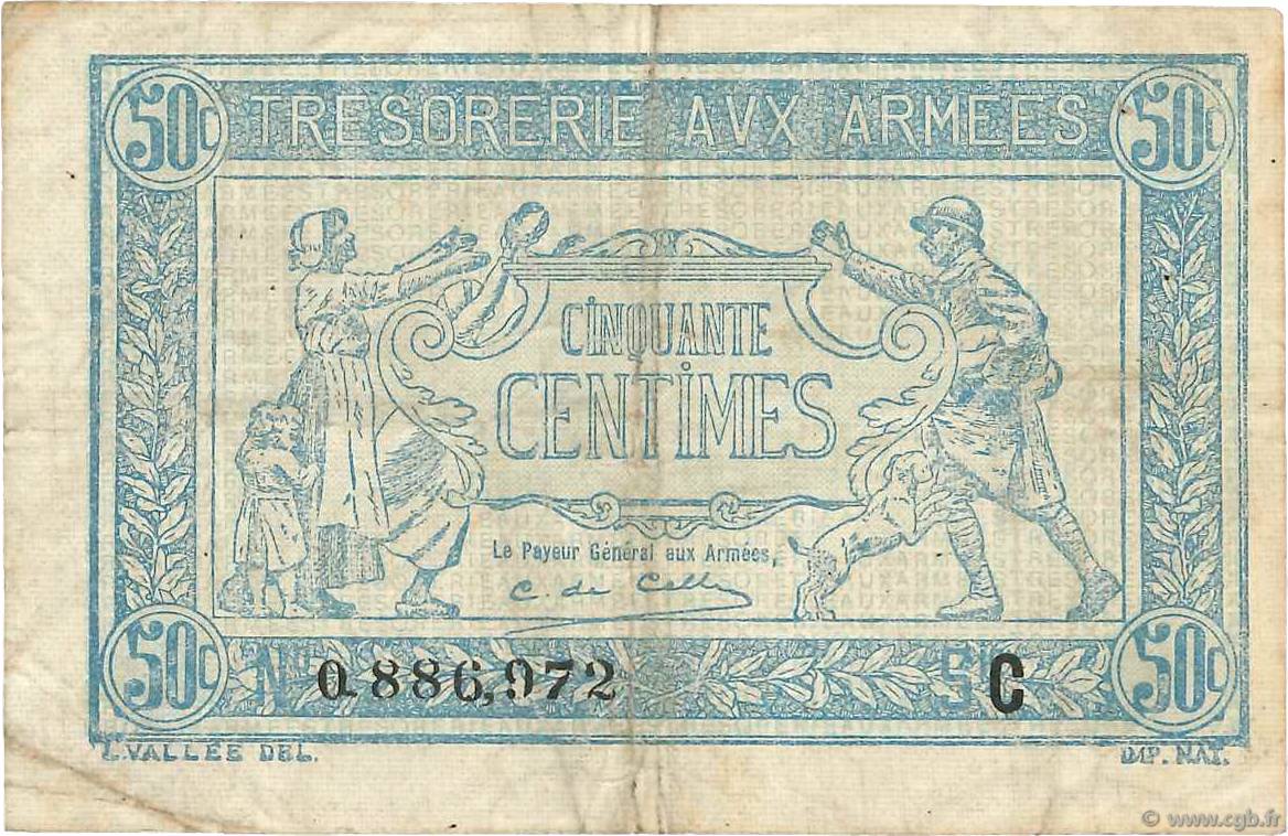 50 Centimes TRÉSORERIE AUX ARMÉES 1917 FRANCE  1917 VF.01.03 TB