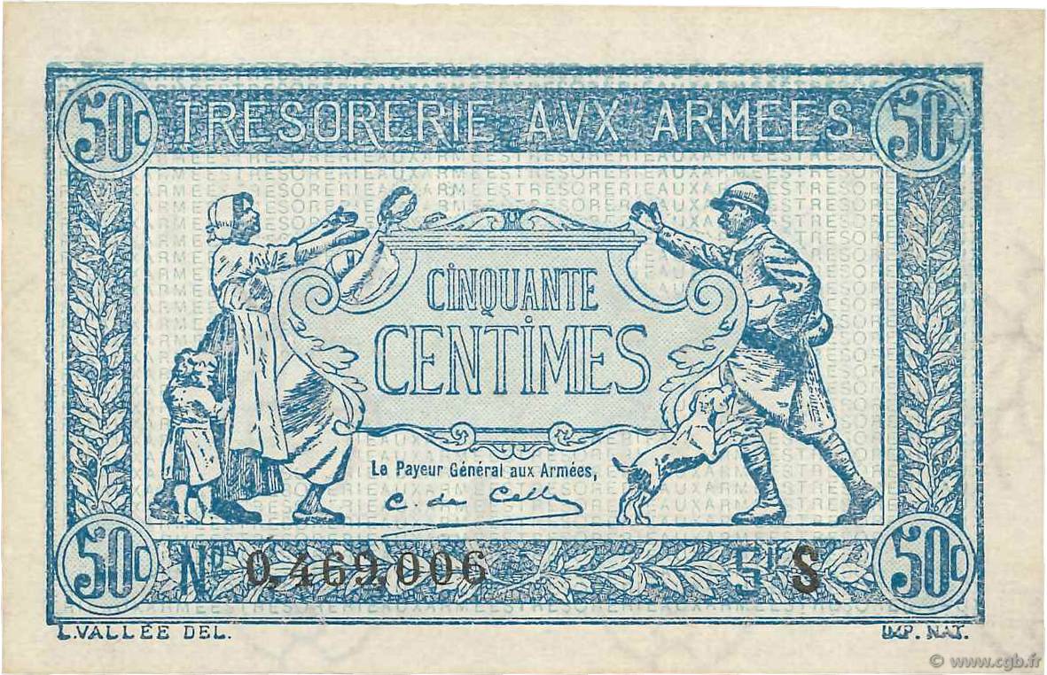 50 Centimes TRÉSORERIE AUX ARMÉES 1919 FRANCE  1919 VF.02.02 UNC-