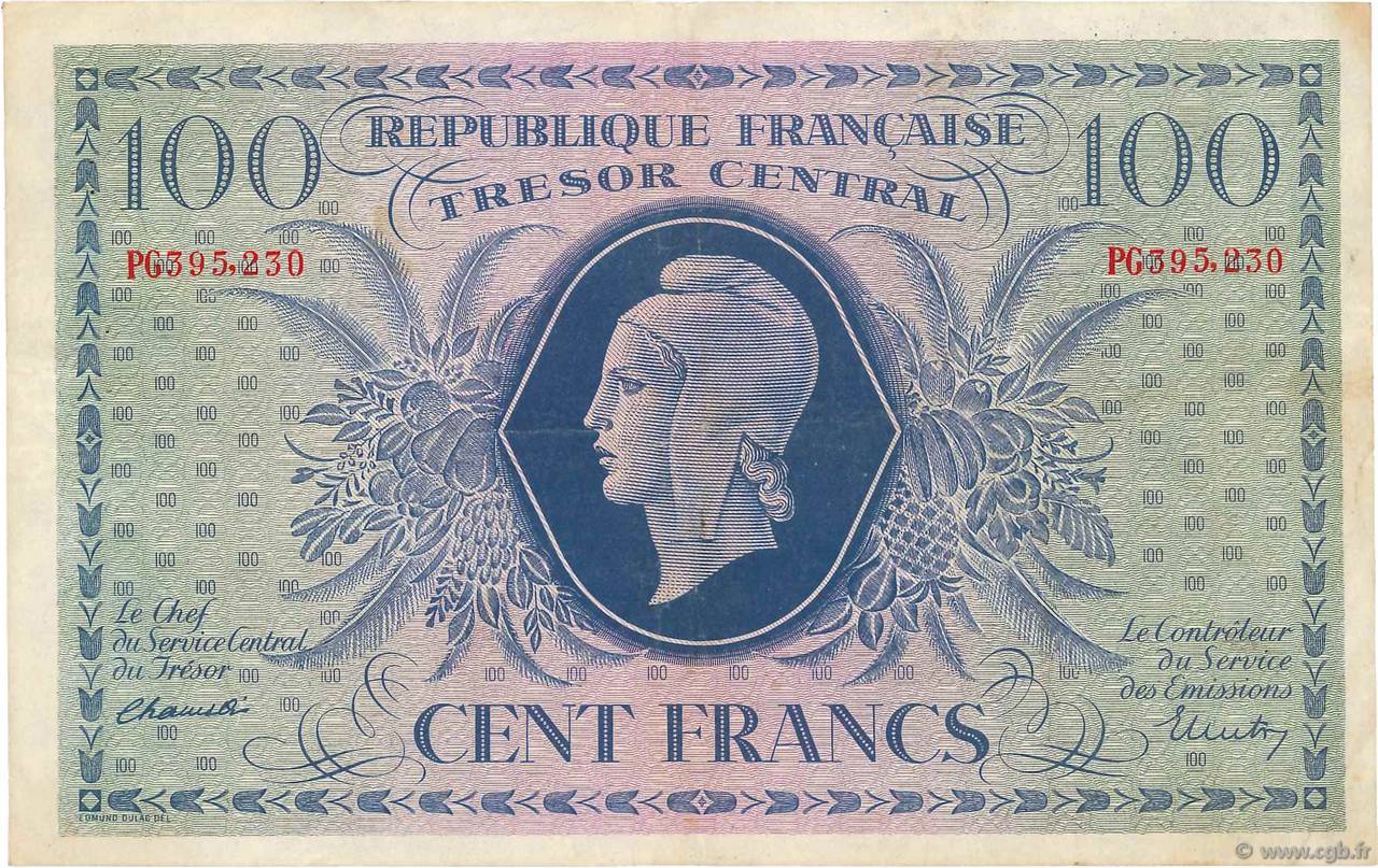 100 Francs MARIANNE FRANCE  1943 VF.06.01a VF