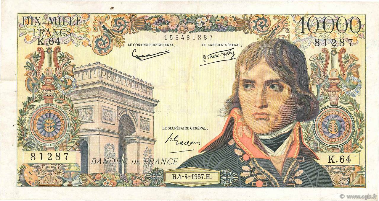 10000 Francs BONAPARTE FRANCIA  1957 F.51.07 BB