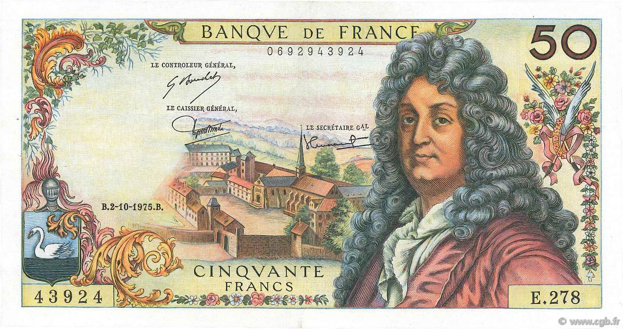 50 Francs RACINE FRANCIA  1975 F.64.31 EBC+