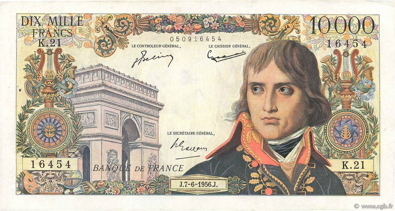 10000 Francs BONAPARTE FRANCIA  1956 F.51.03 BB