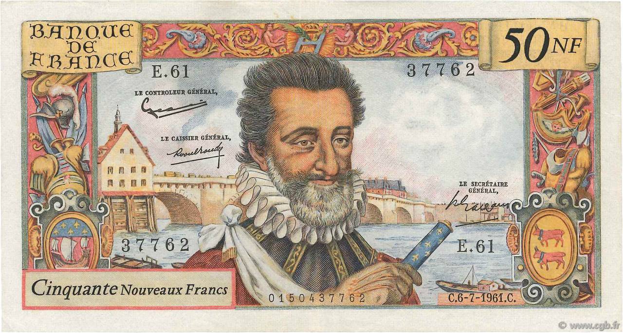 50 Nouveaux Francs HENRI IV FRANCE  1961 F.58.06 TTB+