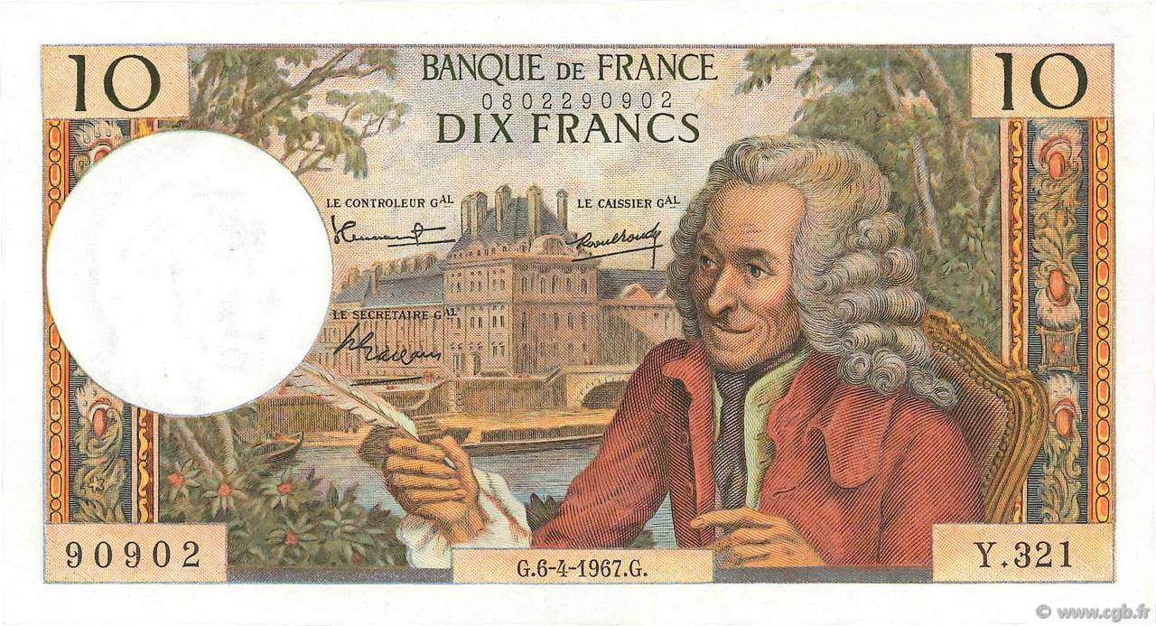 10 Francs VOLTAIRE FRANCIA  1967 F.62.26 EBC+