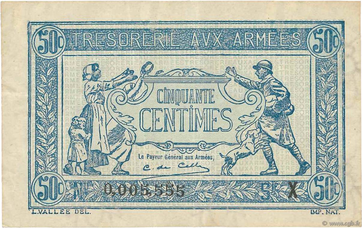 50 Centimes TRÉSORERIE AUX ARMÉES 1919 FRANCIA  1919 VF.02.07 BB