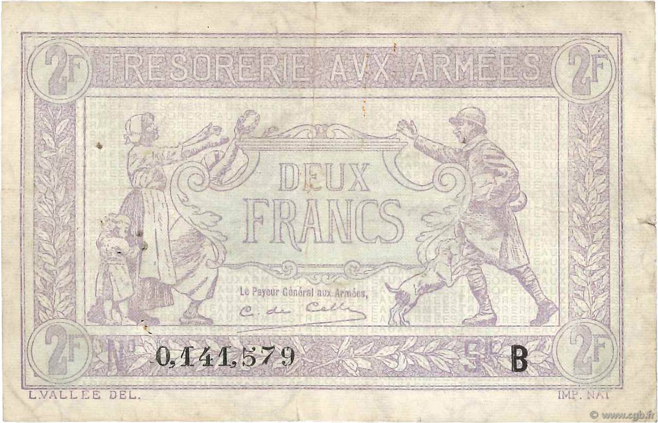 2 Francs TRÉSORERIE AUX ARMÉES FRANKREICH  1917 VF.05.02 S