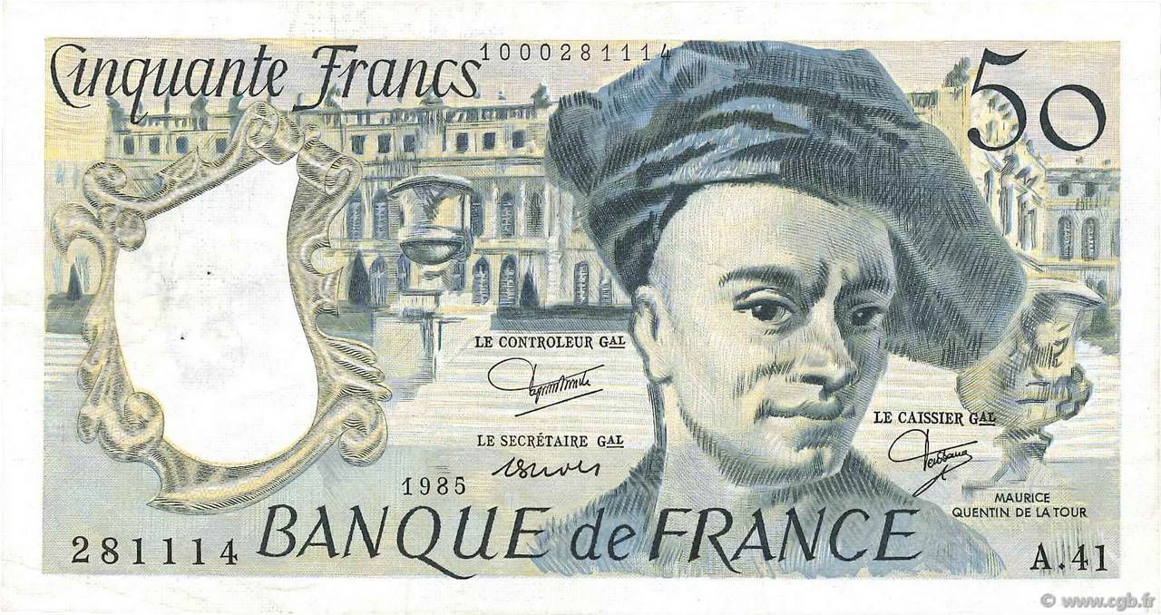 50 Francs QUENTIN DE LA TOUR FRANCE  1985 F.67.11 VF