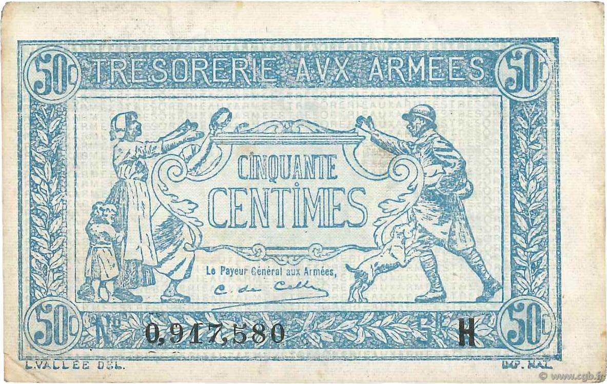 50 Centimes TRÉSORERIE AUX ARMÉES 1917 FRANCE  1917 VF.01.08 F