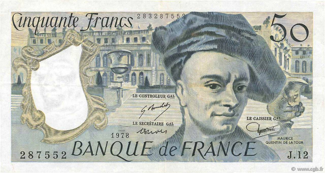 50 Francs QUENTIN DE LA TOUR FRANCIA  1978 F.67.03 BB
