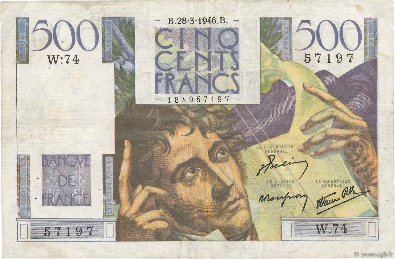 500 Francs CHATEAUBRIAND FRANCIA  1946 F.34.05 q.BB