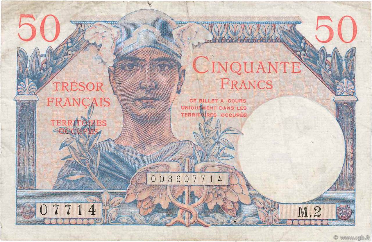 50 Francs TRÉSOR FRANÇAIS FRANCIA  1947 VF.31.02 BC