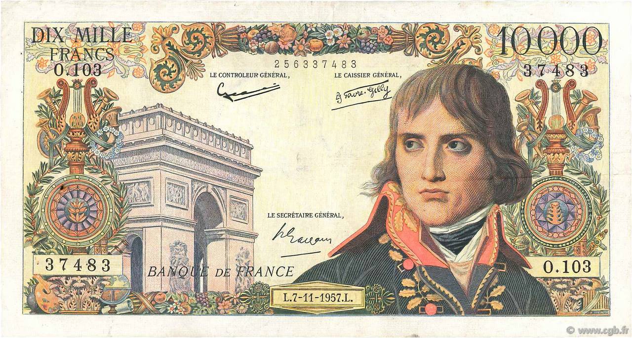 10000 Francs BONAPARTE FRANCE  1957 F.51.10 F+