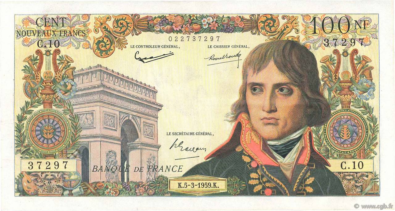 100 Nouveaux Francs BONAPARTE FRANCIA  1959 F.59.01 MBC+