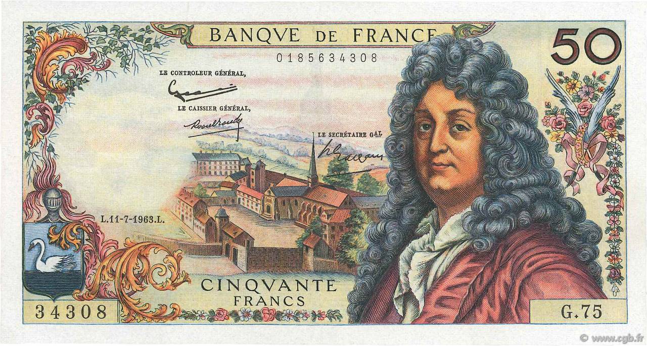 50 Francs RACINE FRANCIA  1963 F.64.06 AU