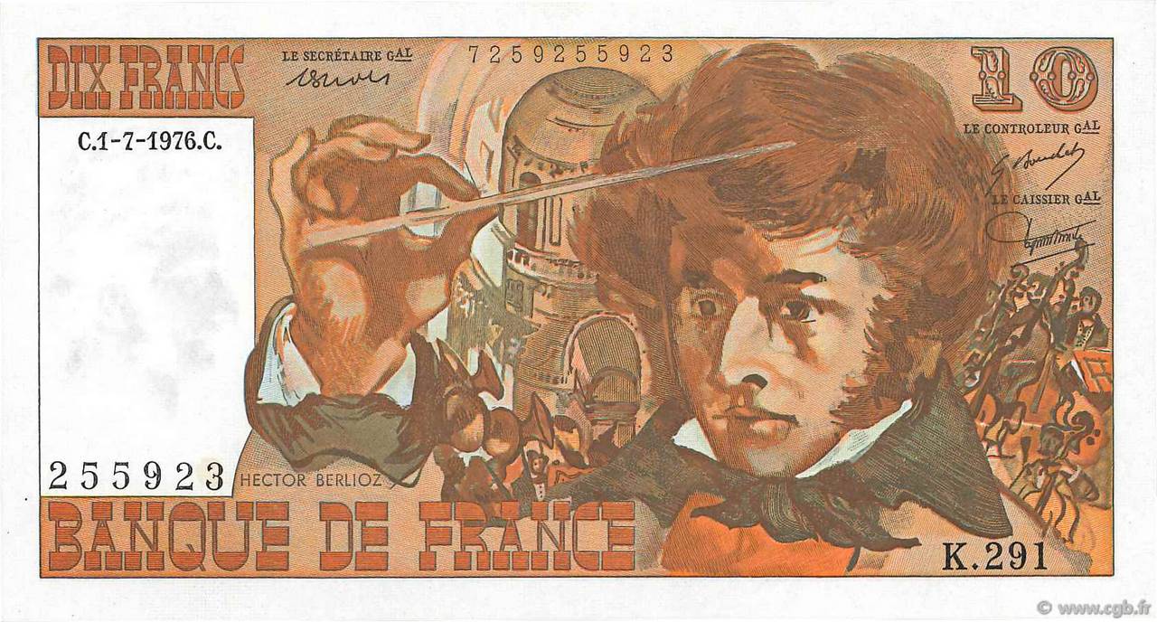 10 Francs BERLIOZ FRANCE  1976 F.63.19 UNC-